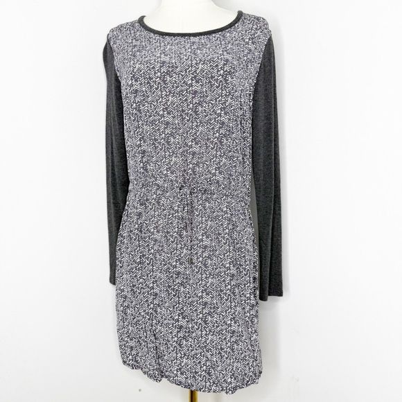 Lou & Grey Black White Print Long Sleeve Dress Size Small - Picture 1 of 6